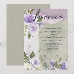 Invitations de mariage floral violet et blanc