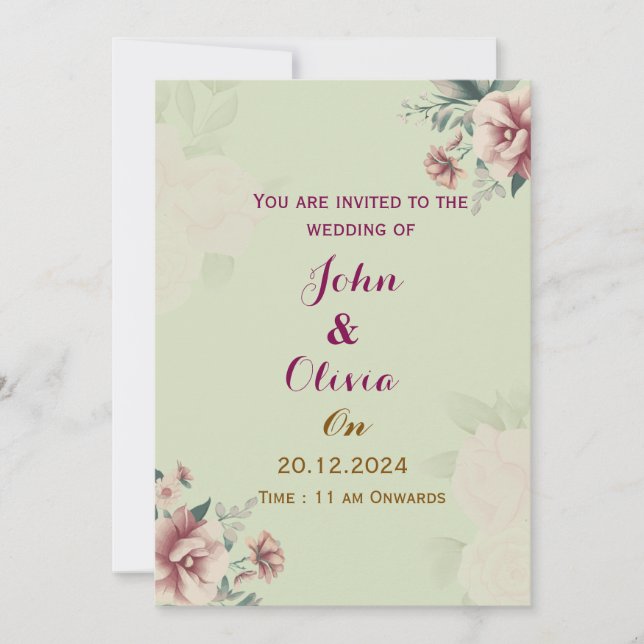 Invitations de mariage florales (Devant)