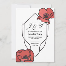 Invitations de mariage florales Poppies rouges et 