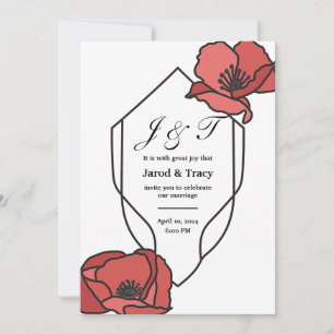 Invitations de mariage florales Poppies rouges et 