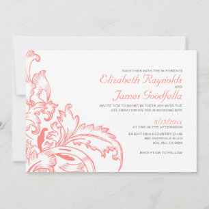 Invitations de mariage florissantes de corail