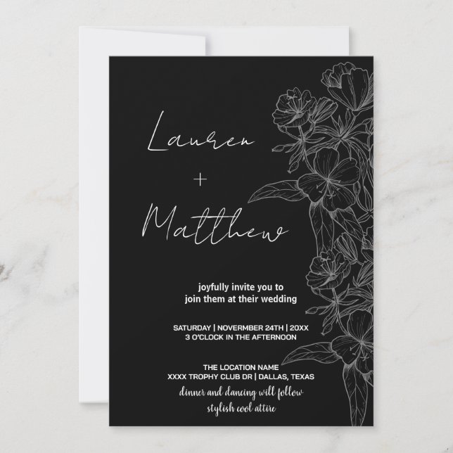 Invitations de mariage Flower Art (Devant)