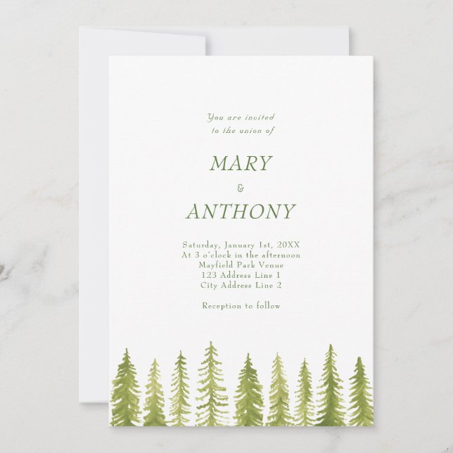 Invitations de mariage forestier (Devant)