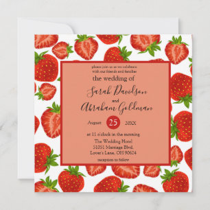 Invitations de mariage - Fraises Botanique Rouge