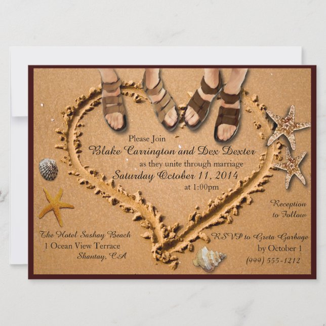 Invitations de mariage gay Beach (Devant)