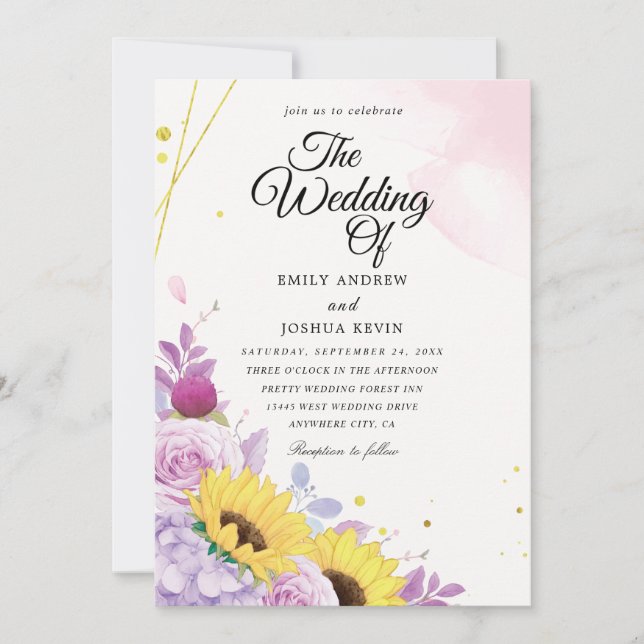 invitations de mariage géométriques de tournesol e (Devant)