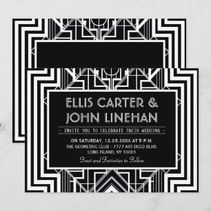 Invitations de mariage géométriques noires
