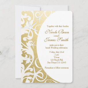 Invitations de mariage Gold Beach à l'étoile blanc