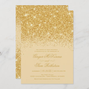 Invitations de mariage Gold Parties scintillant
