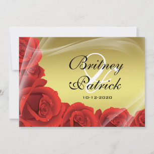 Invitations de mariage Gold & Red Rose