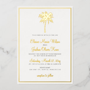 Invitations de mariage Gold Tropical Palm Tree
