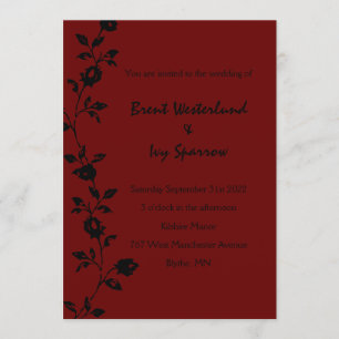 Invitations de mariage gothique de la vigne rouge