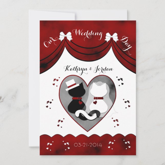 Invitations de mariage gothique de mariée de chat  (Devant)