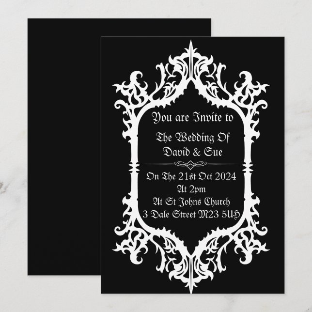 Invitations de mariage gothique simples (Devant / Derrière)