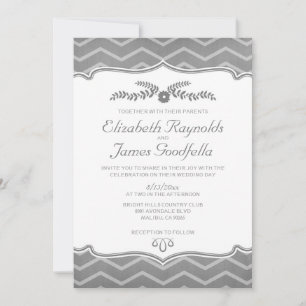 Invitations de mariage Grey Zigzag