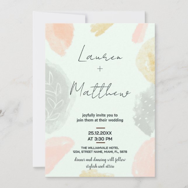Invitations de mariage gris beige (Devant)