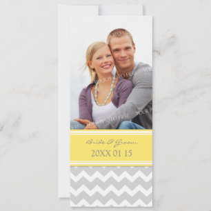 Invitations de mariage gris jaune Chevron