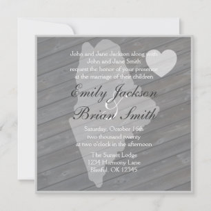 Invitations de mariage gris Maine en bois rustique