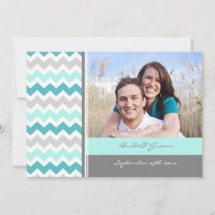 Invitations de mariage Gris Turquoise Chevron