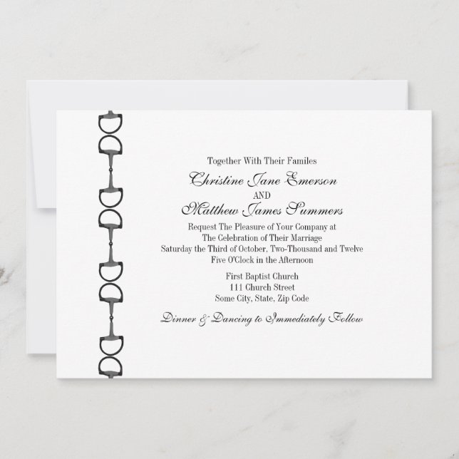 Invitations de mariage hippique anglais Bit (Devant)