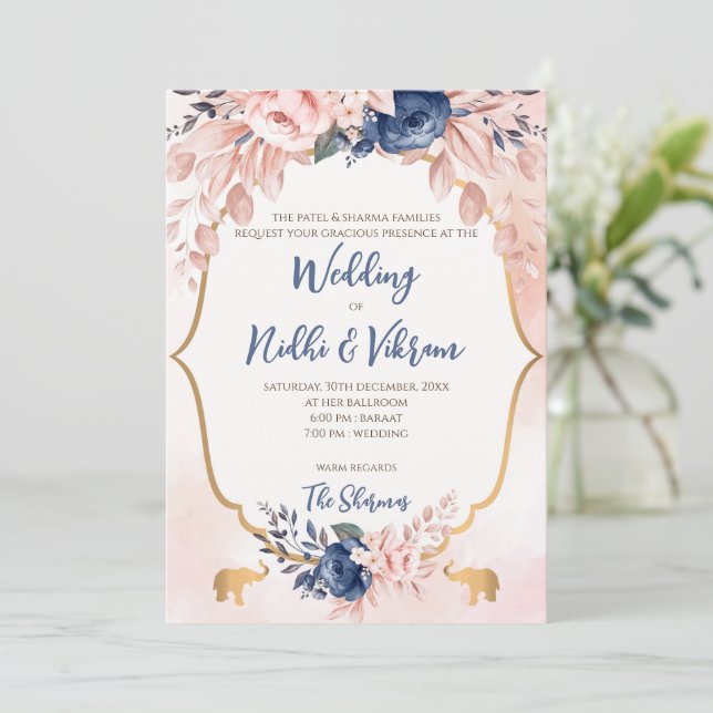 Invitations de mariage indiennes et cartes mariage (Debout devant)