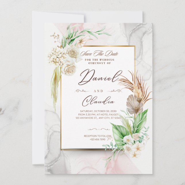 Invitations de mariage intemporelles : Styles élég (Devant)