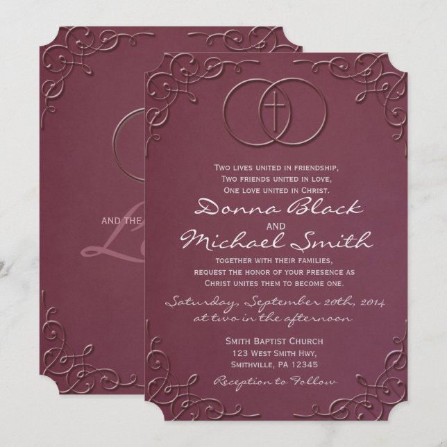 Invitations de mariage inter-religieux encerclées (Devant / Derrière)