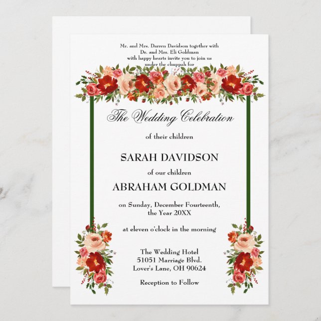 Invitations de mariage juives traditionnelles - Ro (Devant / Derrière)