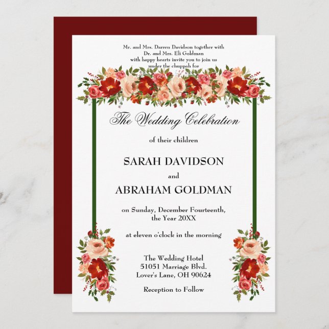 Invitations de mariage juives traditionnelles - Ro (Devant / Derrière)