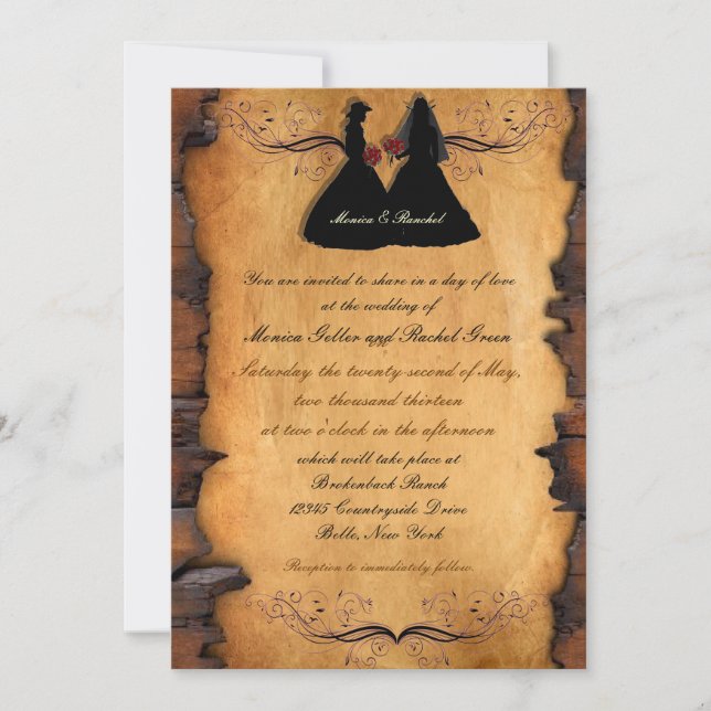 Invitations de mariage lesbiennes personnalisées p (Devant)