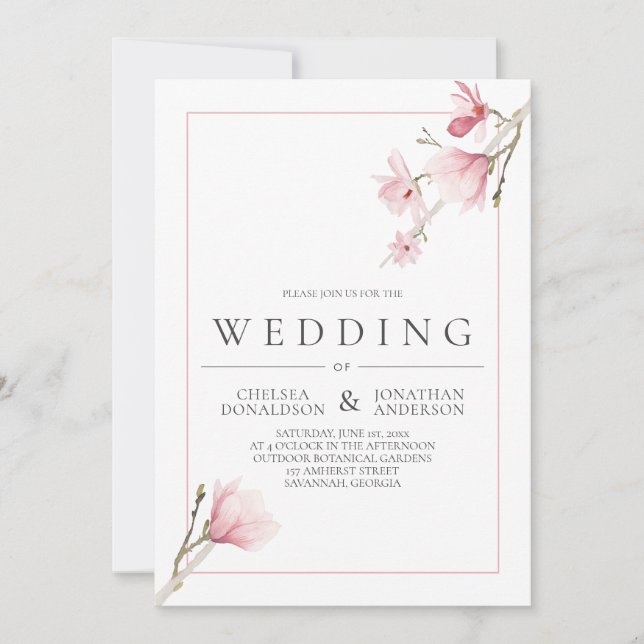 Invitations de mariage Magnolia Bloom (Devant)