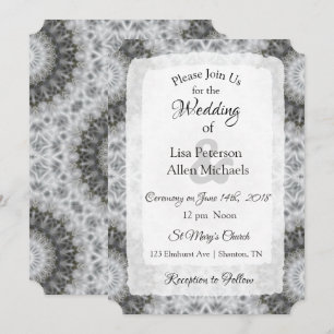 Invitations de mariage Mandala noir et blanc