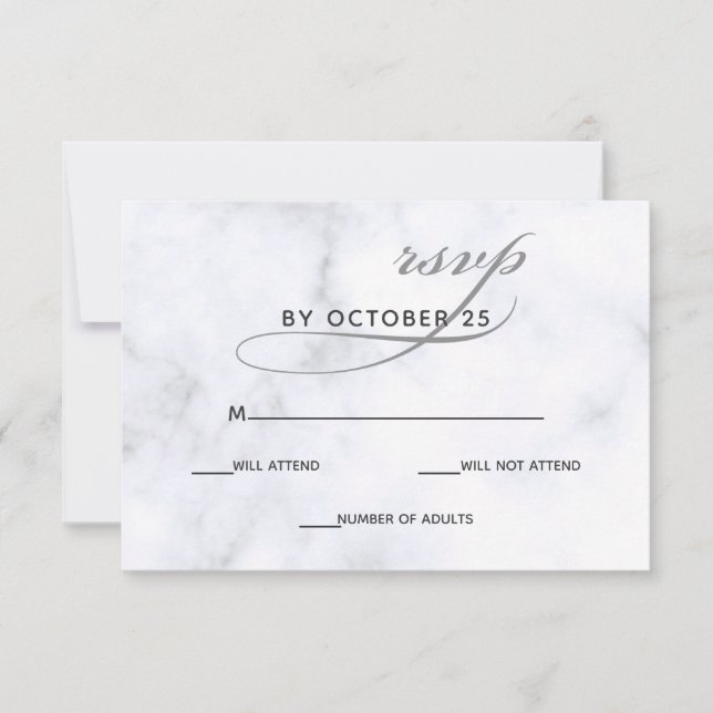Invitations de mariage marbre rsvp (Devant)