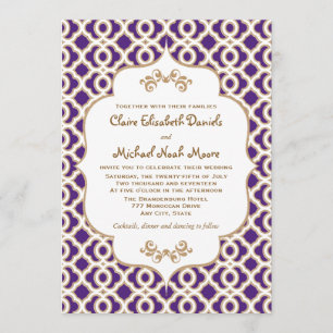 Invitations de mariage marocaines violettes et dor