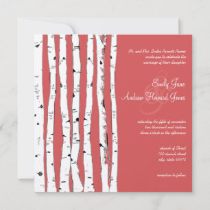 Invitations de mariage Ming Red Birch Tree