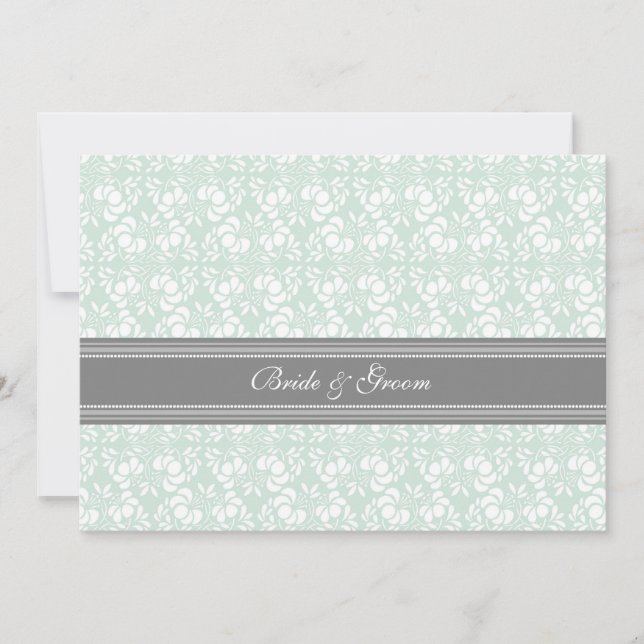 Invitations de mariage Mint Grey Damask (Devant)
