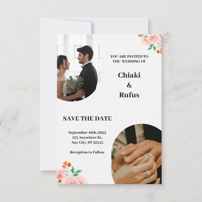 Invitations de mariage moderne gris très clair (Devant)