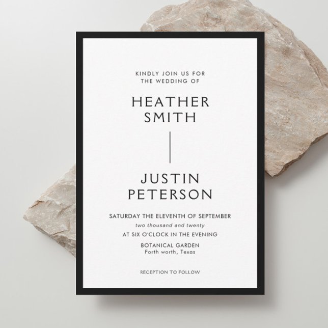 Invitations de mariage moderne noir et blanc (Créateur téléchargé)