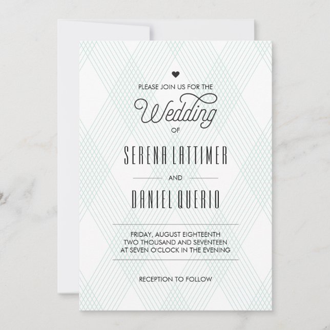 Invitations De Mariage Moderne Plaid (Devant)