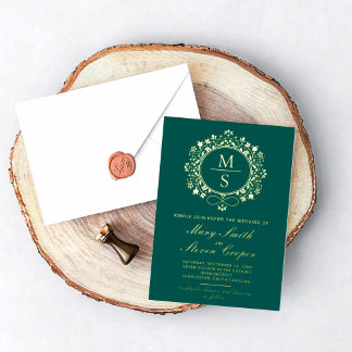 Invitations de mariage Monogramme doré