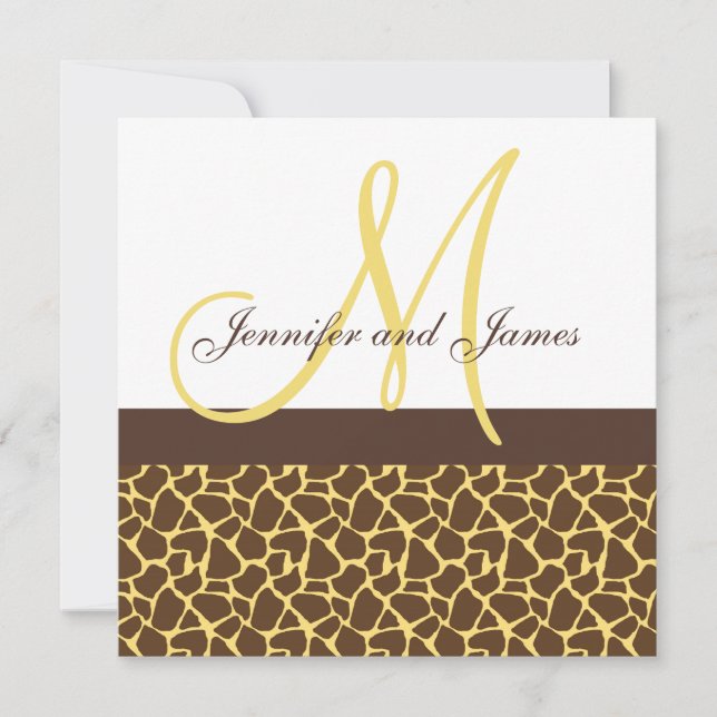 Invitations de mariage Monogramme Giraffe Motif (Devant)