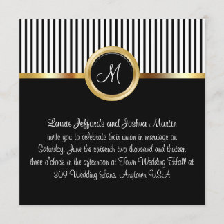 Invitations de mariage Monogramme Gold Noir