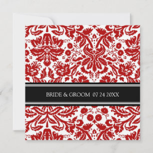 Invitations de mariage Motif de Damas rouge noir