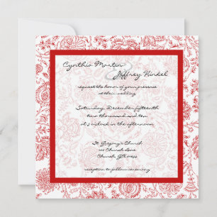 Invitations de mariage Motif Fleur Rouge