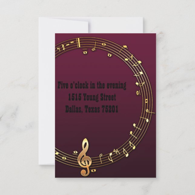 Invitations de mariage musicien (Dos)