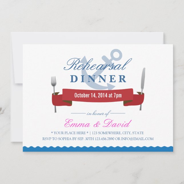 Invitations de Mariage nautique (Devant)