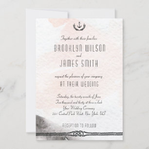 Invitations de mariage nautique Aquarelle Peach