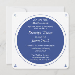 Invitations De Mariage Nautique Blanc Et Bleu
