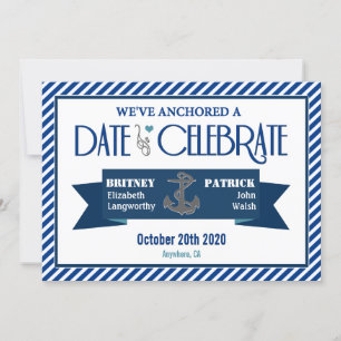 Invitations de mariage nautique bleu et blanc de l