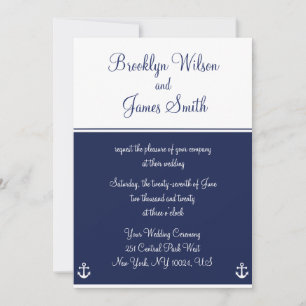 Invitations de mariage nautique bleu marine